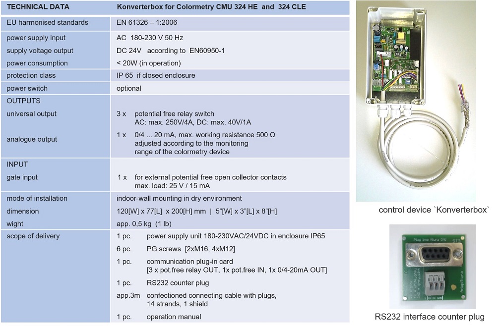 Colormetry CMU 324 Konverterbox technical data